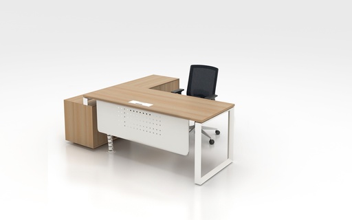 [FUYLNW4A] WORKSTATION 5FT DESK W 6FT CREDENZA WHITE MAPLE